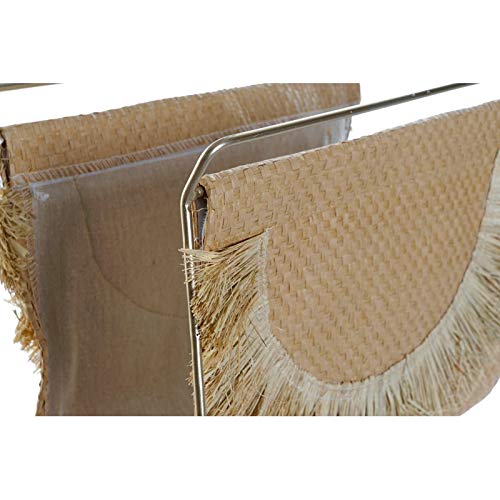 Revistero de Lino Metal Flecos Natural 37x24x32 cm