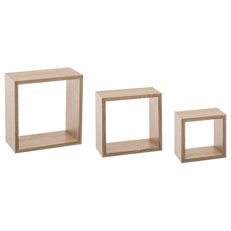 Estantería Pared en Forma de Cuadrado, Set de 3 Estantes Flotantes Juego de Baldas para Libros y Objetos de decoración - Negro