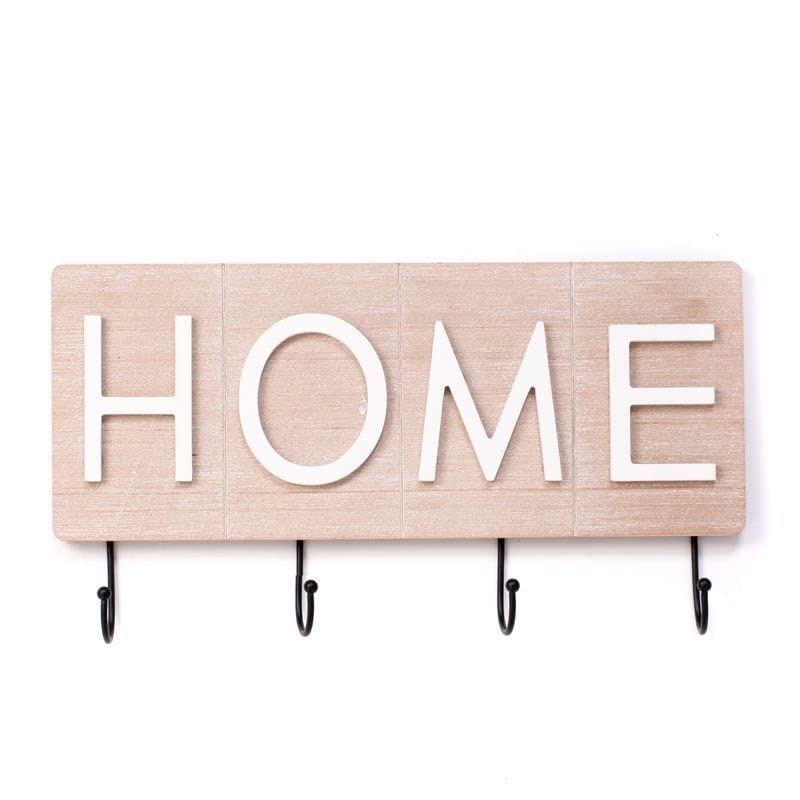 Perchero Pared de Madera Metal 6 colgadores Family