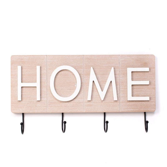 Perchero Pared de Madera Metal 6 colgadores Family