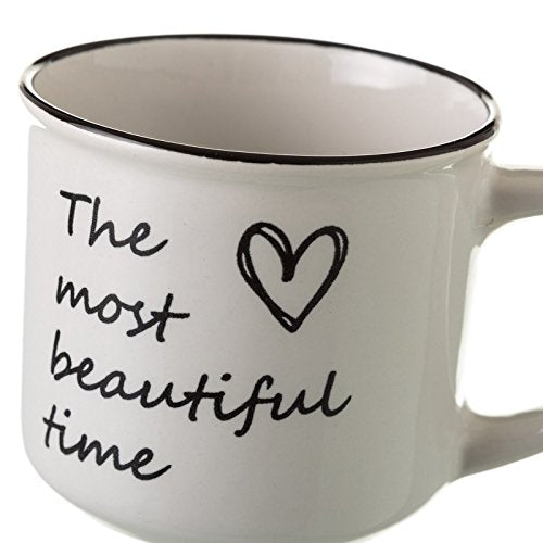 Taza de café romántica blanca de cerámica para cocina Fantasy (Set de 4 tazas)