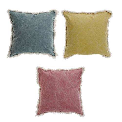 Juego de 3 cojínes Colores de Algodon con Flecos 45x45 cm