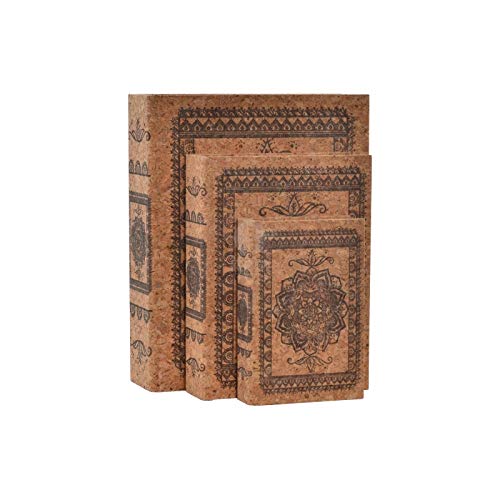 Juego 3 Caja Libro de Corcho Madera Mandala