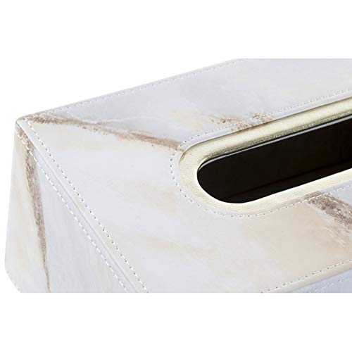Caja para pañuelos de Piel sintética, diseño de mármol Blanco