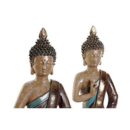 Set 2 Figura Buda de Suerte Resina Envejecido