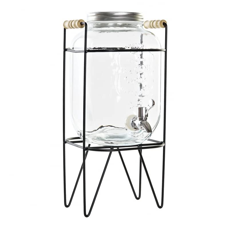 Dispensador Doble de Bebidas Cristal con Soporte Metal 4 L x2