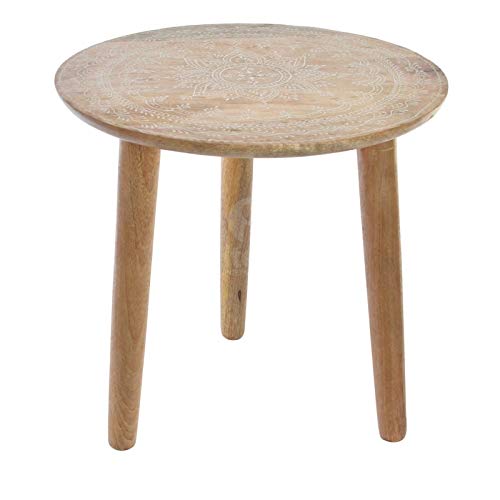 Mesita Auxiliar Mango Mandala Natural 46x45x46 cm