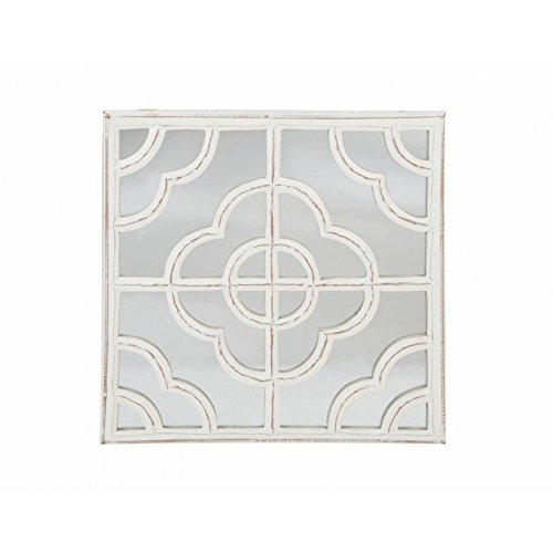 Mural Tallado provenzal Blanco de Madera con Espejo 60x60x2 cm