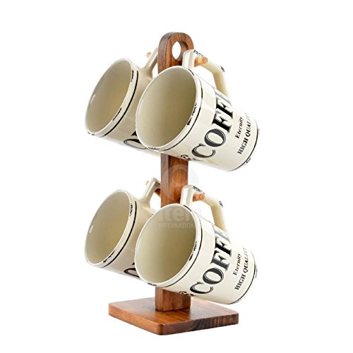Tazas de Cafe gres Vintage con Soporte