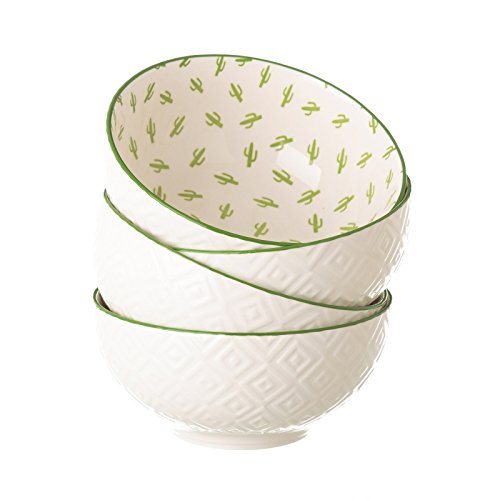 Pack 4 Bol Cactus Verde 600cc Porcelana