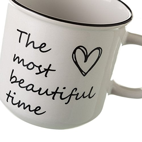 Taza mug romántica blanca de cerámica para cocina Fantasy (Set de 4 tazas)