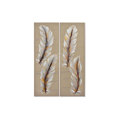 Set 2 cuadro lienzo pluma 120x40 cm