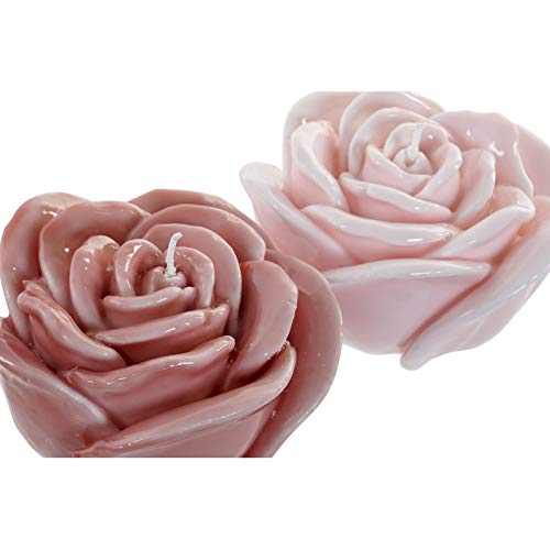 Set de 2 Vela Cera Flor Rosa