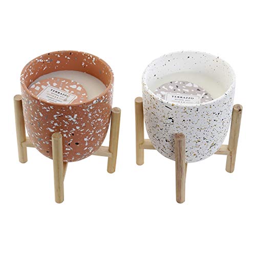 Set de 2 Vela Cera Loza para terraza con Soporte