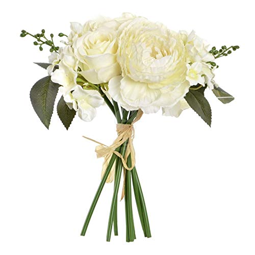 Rama con Flores Rosas Blanco 18x18x26 cm