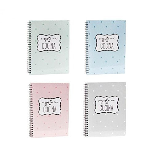 Pack 4 librera de recetas colores pastel con frase .