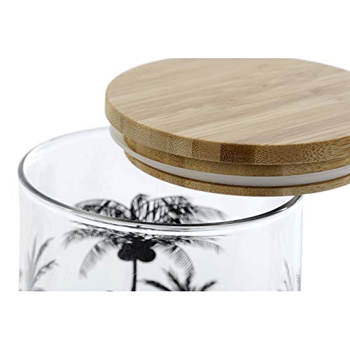 Tarro borosilicato Cristal con Tapa de bambú 700 CC. Palmeras