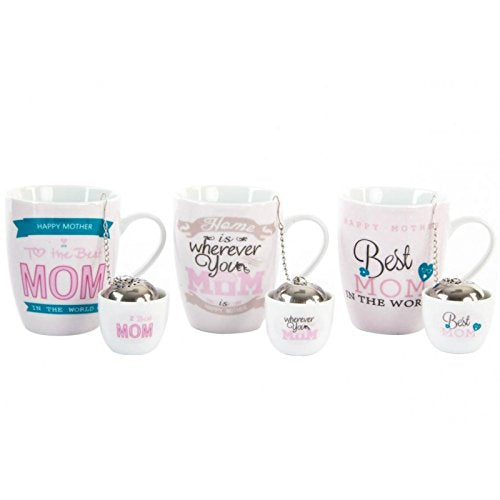 Tazas de infusiones romantica Pack de 3 Tazas con Filtro y Soporte