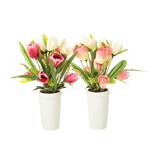 Pack 2 Planta artificial tulipan decorada maceta terracota