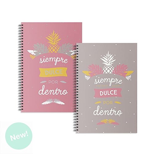 Libretas A5 diseño piña " Siempre dulce por dentro " - Pack 2 ud.