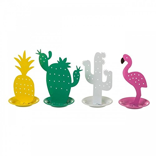 Joyero sobremesa Metal Cactus & flamencos y piña - Pack 4 Piezas