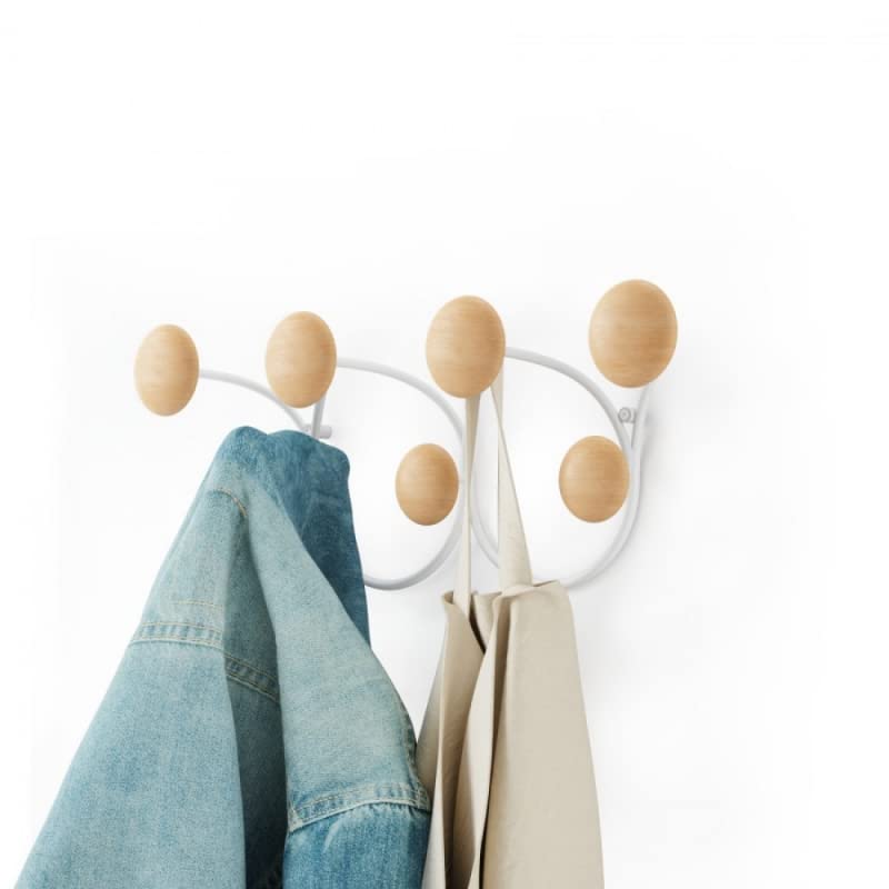 Perchero de pared con 7 gancho, natual nordico