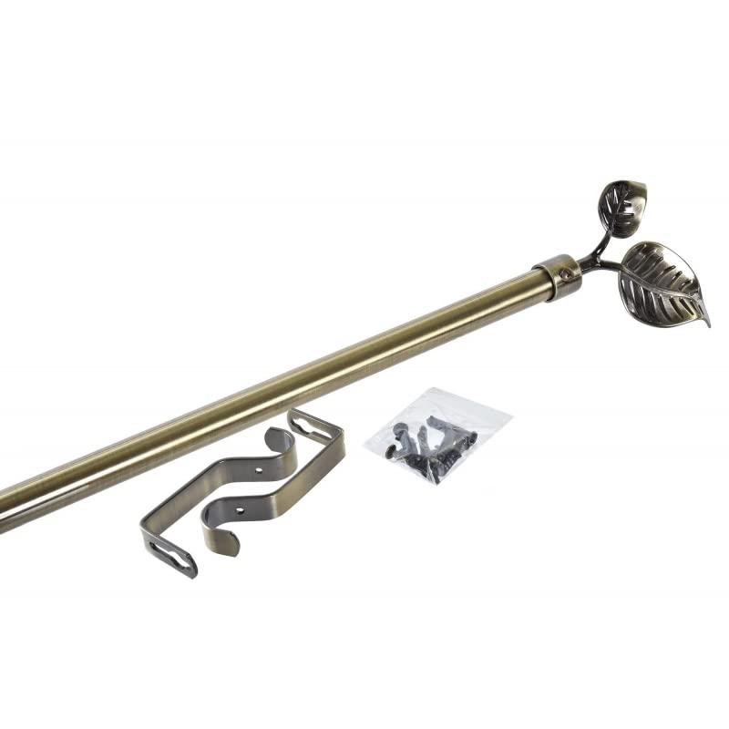 Barra de Cortina Extensibles de Metal Bronce Universal para Dormitorio o Salon de 120-210 cm