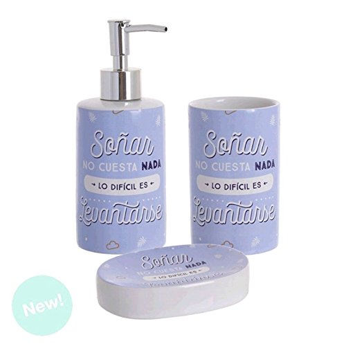 Set de baño con Frase Original de cerámica para Cuarto de baño
