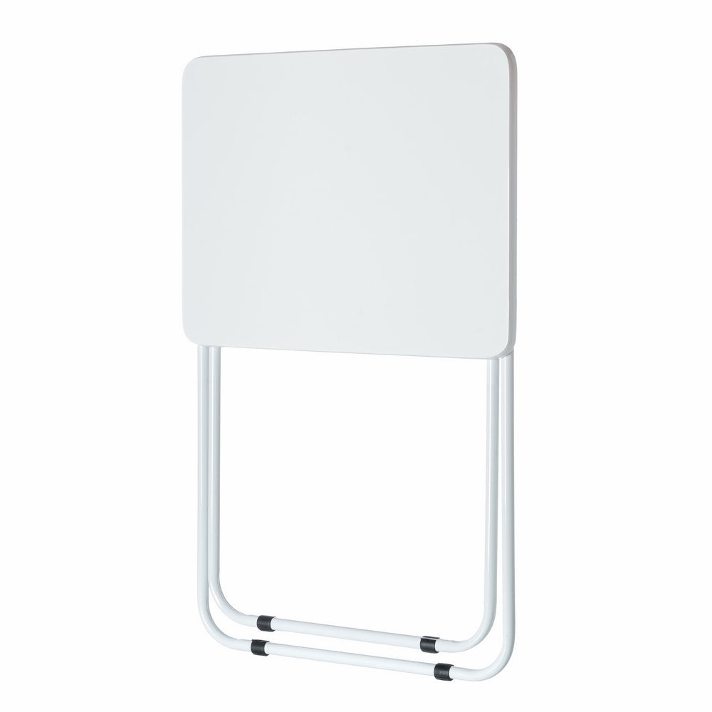 Mesita Auxiliar Plegable de Metal y Madera DM Blanca de 48x38x66 cm