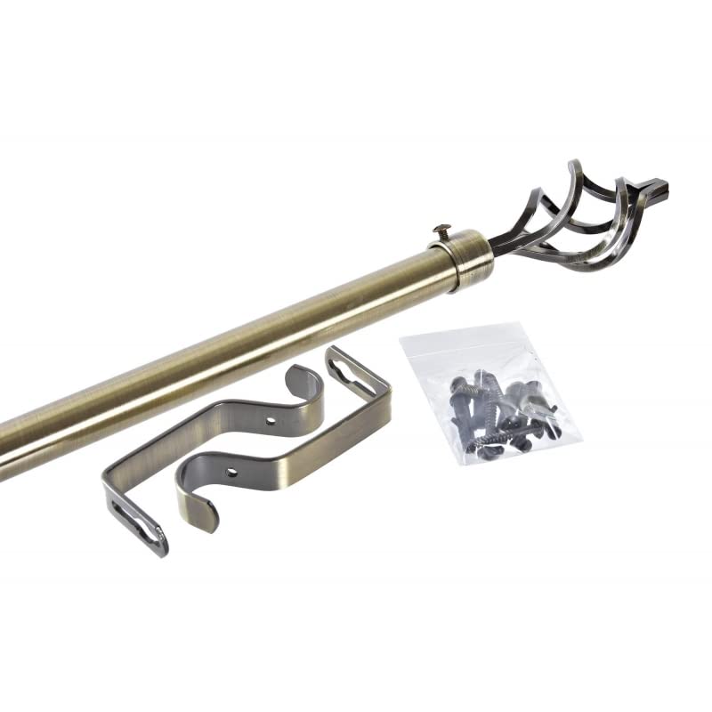 Barra de Cortina Extensibles de Metal Bronce Universal para Dormitorio o Salon de 120-210 cm