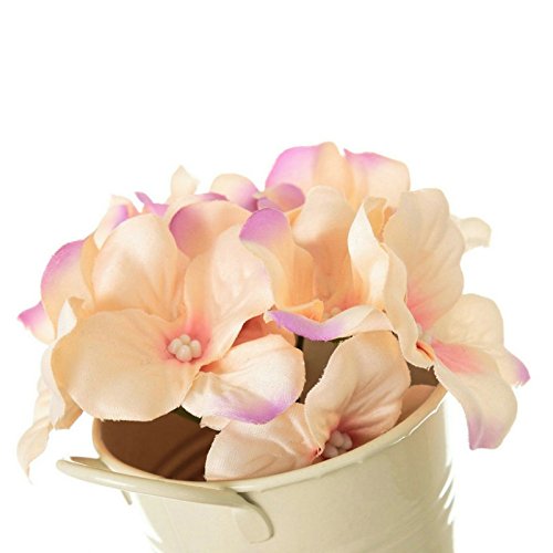 Set 6 Planta Hortensia Poliester en Maceta de Metal