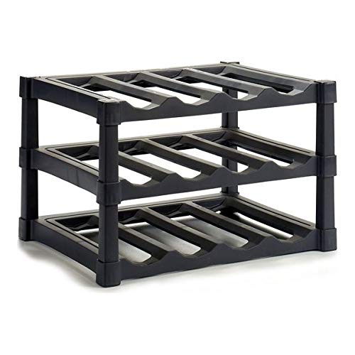 Botellero 12 Botellas negro plastico 30x39x25 cm