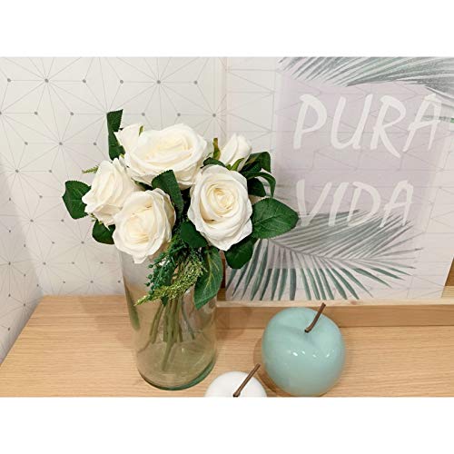 Rama con Flores Rosas Blanco 31x35 cm