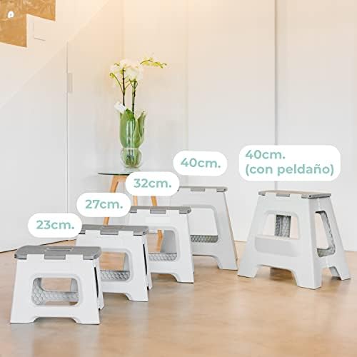 Taburete Plegable - Modelo Compact - 40 cm de Altura - 80% Plástico Reciclado - Cocina, Baño y Camping - Resiste hasta 150 kg