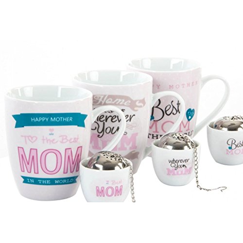 Tazas de infusiones romantica Pack de 3 Tazas con Filtro y Soporte