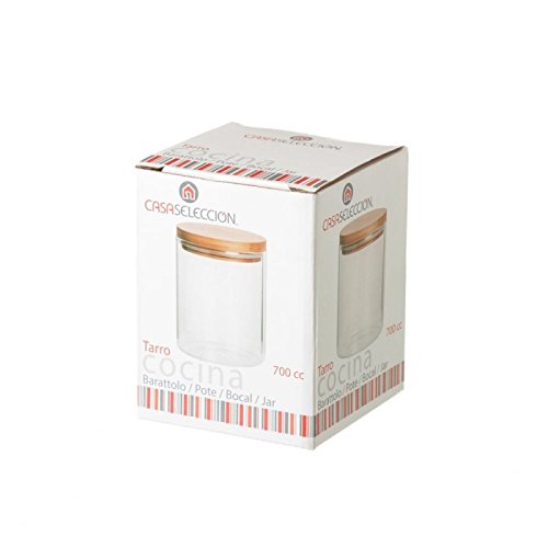Tarro borosilicato cristal con tapa bambu (700cc)