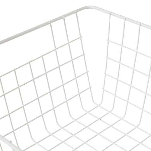 Cesta de Metal Blanca organizadora con Rejilla de 28x21,50x11,50 cm