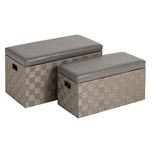 Puffs baúl Modernos Gris de Madera para Dormitorio Fantasy