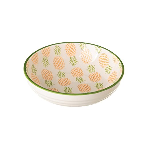 Pack 4 plato piña verde mini porcelana .