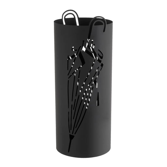 Paragüero Negro de Metal con Paraguas Tallado de 19x19x41 cm