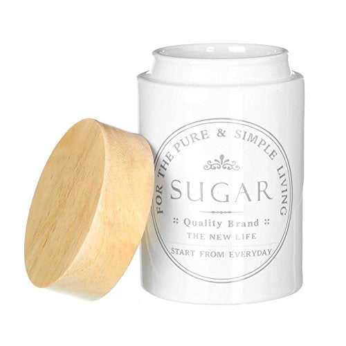 Azucarero pure living stoneware 10 x 10 x 15,50 cm capacidad: 700 cc. con tapa de madera de roble. (Azucarero)