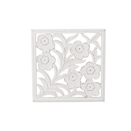 Mural romántico Blanco de Madera Floral