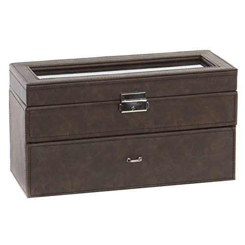 Joyero relojeros pu marron 26x11x14 cm