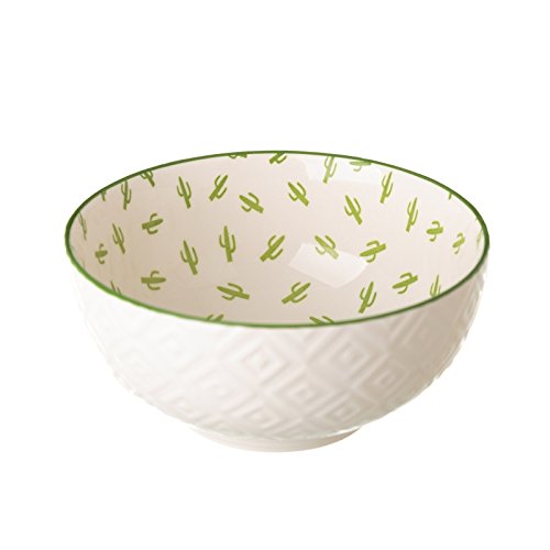 Pack 4 Bol Cactus Verde 600cc Porcelana