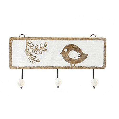 Perchero Pared 3 Colgador Madera Tallada pajaros