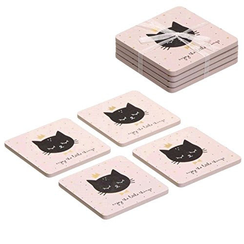 Juego 4 Posavasos Madera Cat