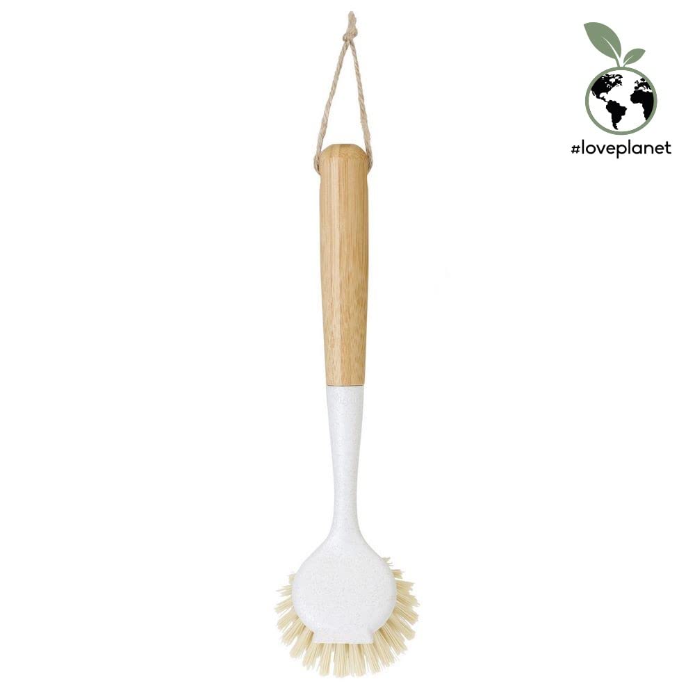 Vigar - Cepillo Limpia Biberones, Botellas y Vasos - Accesorio de Limpieza Multiusos - Colección Zeroline - Con Palo de Bambú y Cerdas de Nylon - Gris