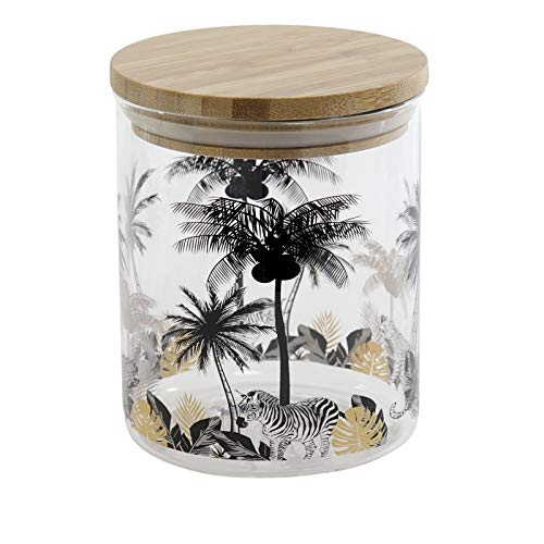 Tarro borosilicato Cristal con Tapa de bambú 700 CC. Palmeras