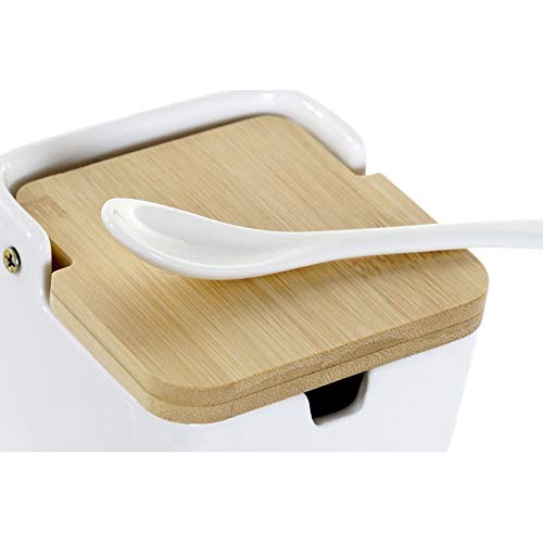 Azucarero de Cocina Basic con Tapa Bambu, cucharitas Incluido