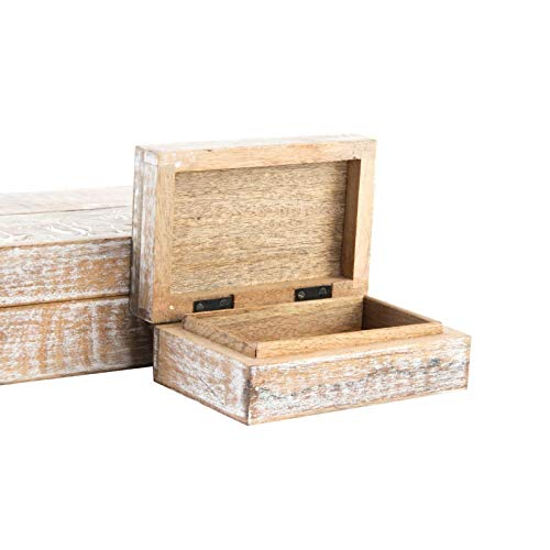 Juego de 2 Caja de Madera Mango Elefantes